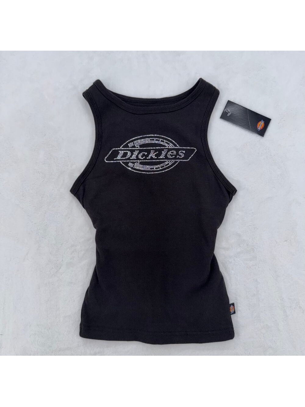 NWT Dickies Black Rhinestone Logo Ribbed Tank